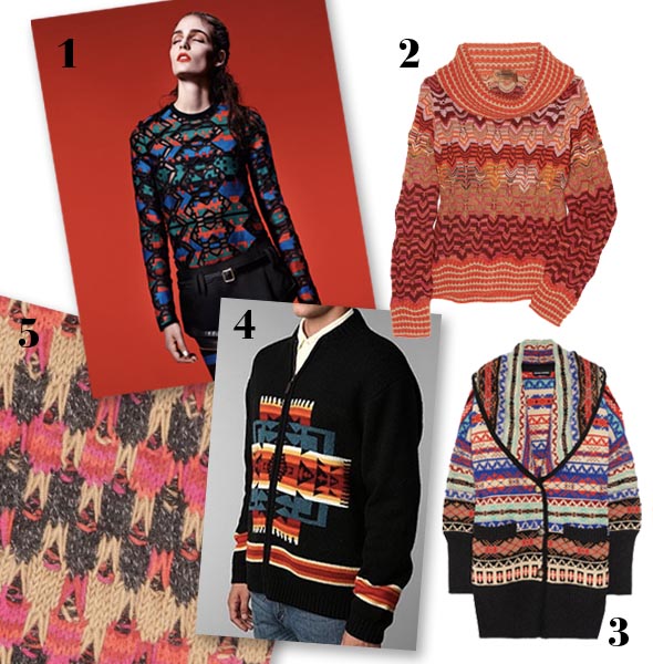 trend AW11 tribal sweaters Retail Tribal Knits Bold colors and patterns